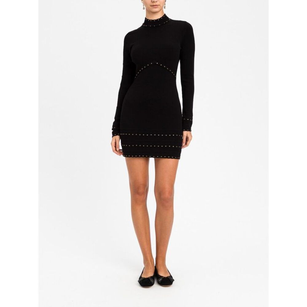 Twinset Women Studded V-Neck Knit Sheath Mini Dress Twinset